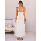 Merokeety Women'S Summer Linen Sundress Boho Maxi Dress | Adjustable Spaghetti Strap, Square Neck, Lightweight & Breathable, Sexy Vacation Beach Dress With Pockets