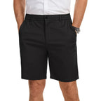 Ntrlv Men'S Cotton Chino Shorts Casual Elastic Waist Drawstring 7 Inch Summer Beach Golf Shorts With Pockets