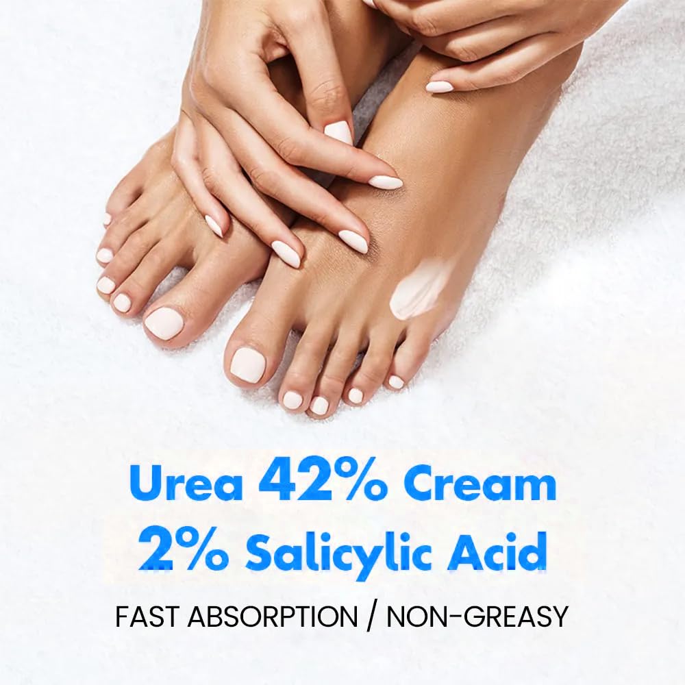 Urea Cream with 2% Salicylic Acid Foot Cream for Dry Cracked Heels, Heel Care Cream 5.29 Oz (Pack of 1)