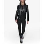 Karl Lagerfeld Women'S Zip Front Faux Leather Jacket