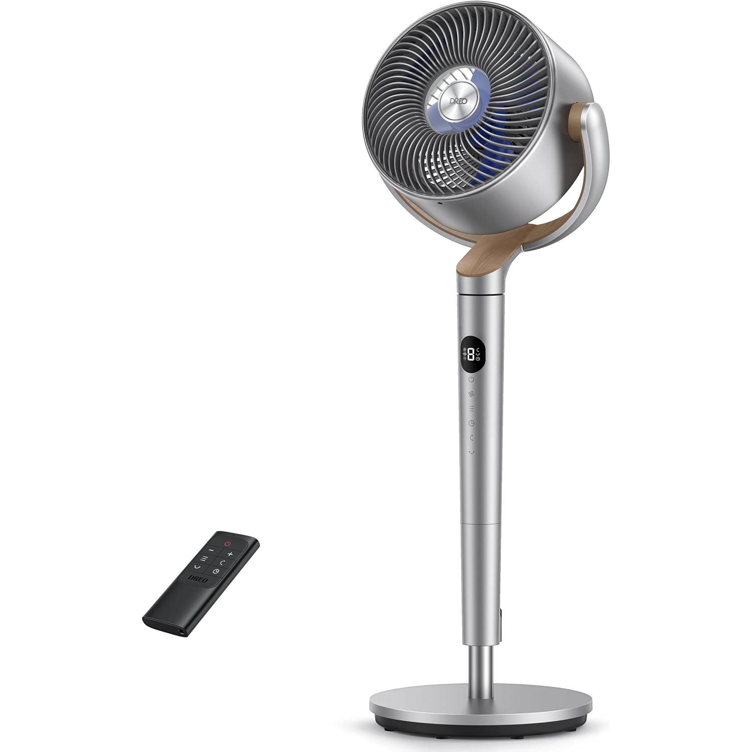 Dreo Fan For Bedroom, 120°+120°Omni-Directional Oscillating Fan, 90Ft, Dc Motor, 20 Db Quiet Standing Pedestal Fans, 8 Speeds, 3 Modes Circulator With Remote, 35-40" Adjustable Height, 8H Timer