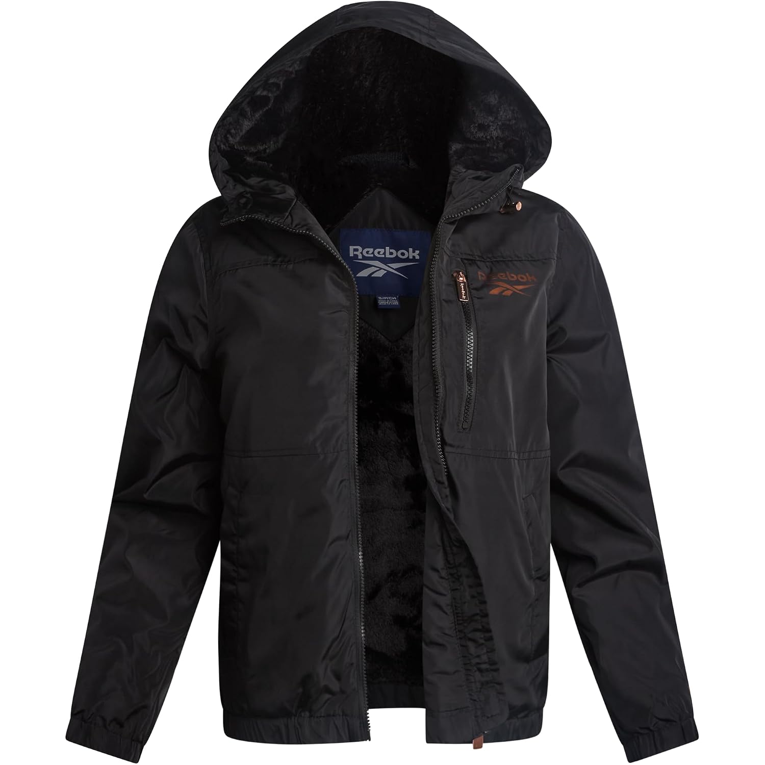 Reebok Womens Rain Coat - Midweight Wind Water Resistant Sherpa Lined Full Zip Up Womens Rain Jacket With Hood And Pockets