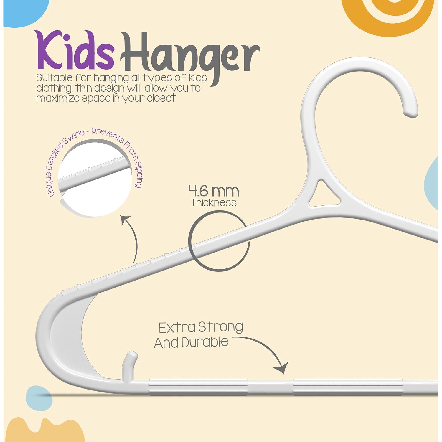 Utopia Home Kids Hangers 60 Pack - 11 Inch Plastic Baby Hangers For Closet - Childrens Hanger For Clothes & Infant Hanger For Closet - Non-Slip Shoulder Grooves, Strap Hooks & Pants Bar (White)