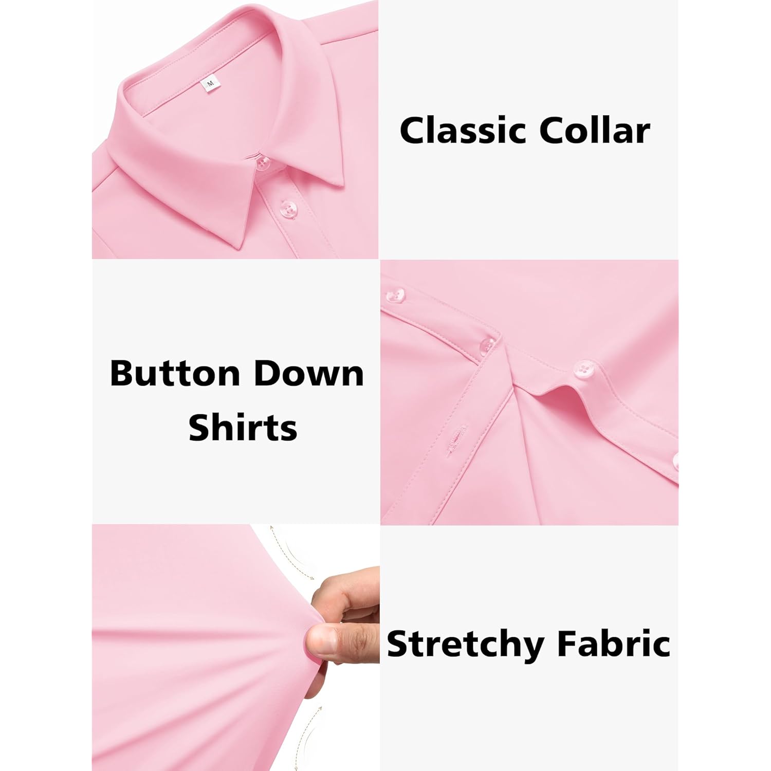 Button Down Shirts for Women Short Sleeve Stretch Dress Shirt Wrinkle-Free Formal Work Blouses Summer Tops S-2XL