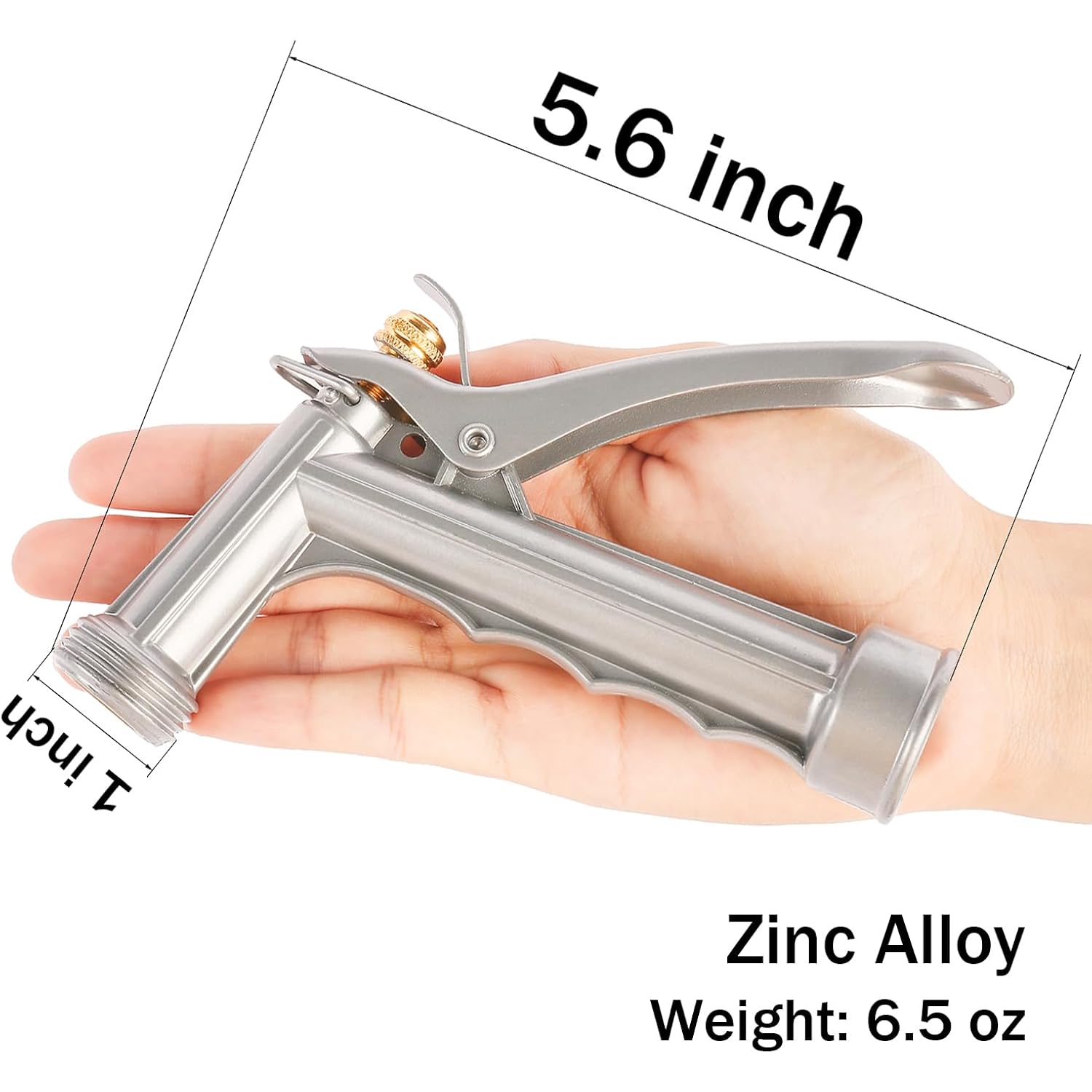 Garden Hose Nozzle, Water Hose Sprayer Nozzle With Threaded Front | Full Size Zinc Metal Pistol Grip High Pressure Nozzle, Adjustable Spray Water Flow For Watering, Washing, Cleaning (1 Pack)