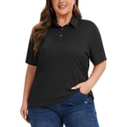 Women'S Plus Size Polo Shirts Upf 50+ Casual Work Quick Dry 3 Buttons Short Sleeve Collared Golf Shirt (Xl-6Xl)