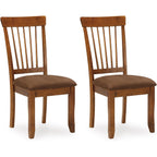 Signature Design By Ashley Berringer Dining Chairs Set Of 2, Classic Wood Spindle-Back Design, Cushioned Microfiber Seat, Rustic Finish For Kitchen & Dining Room Chair, Walnut