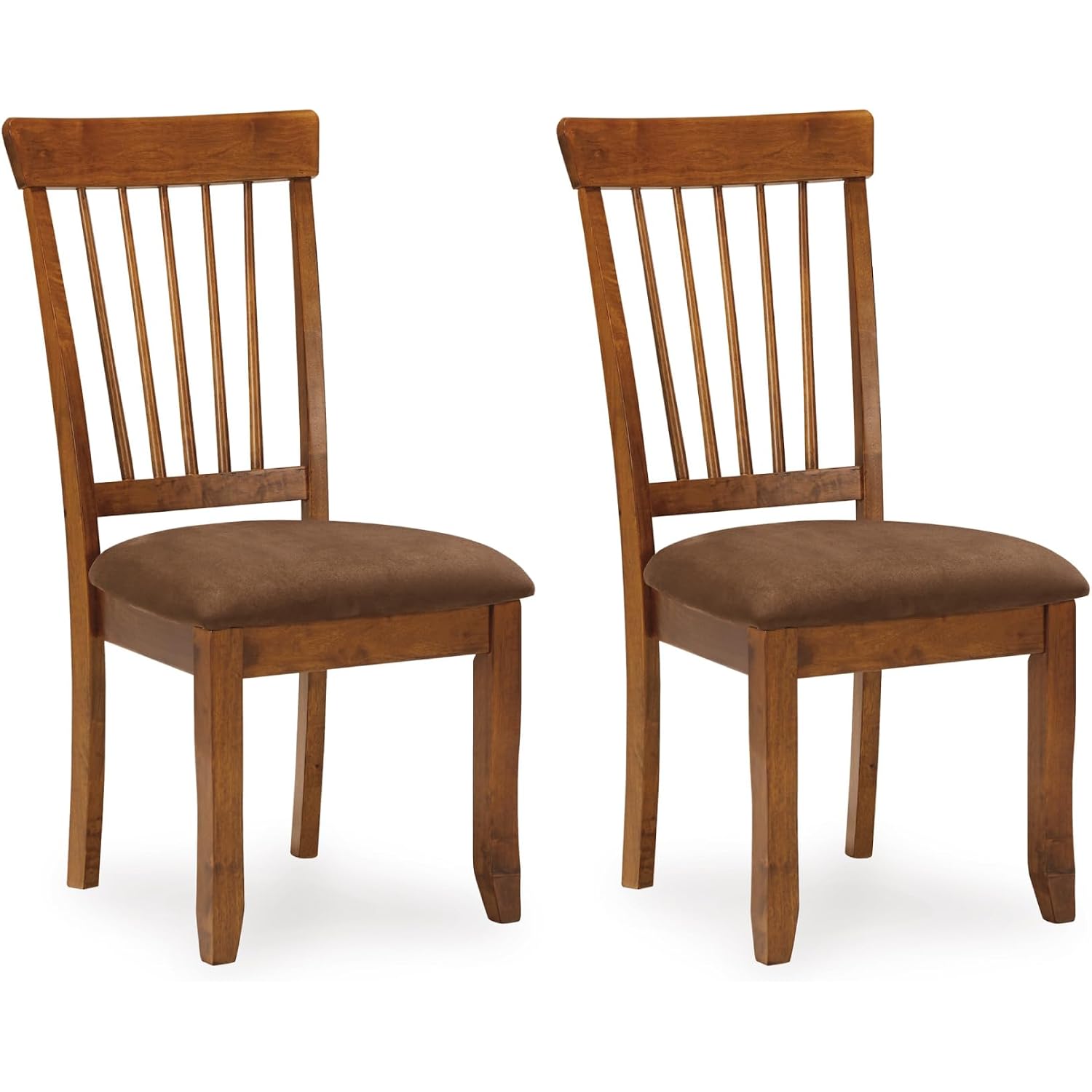 Signature Design By Ashley Berringer Dining Chairs Set Of 2, Classic Wood Spindle-Back Design, Cushioned Microfiber Seat, Rustic Finish For Kitchen & Dining Room Chair, Walnut