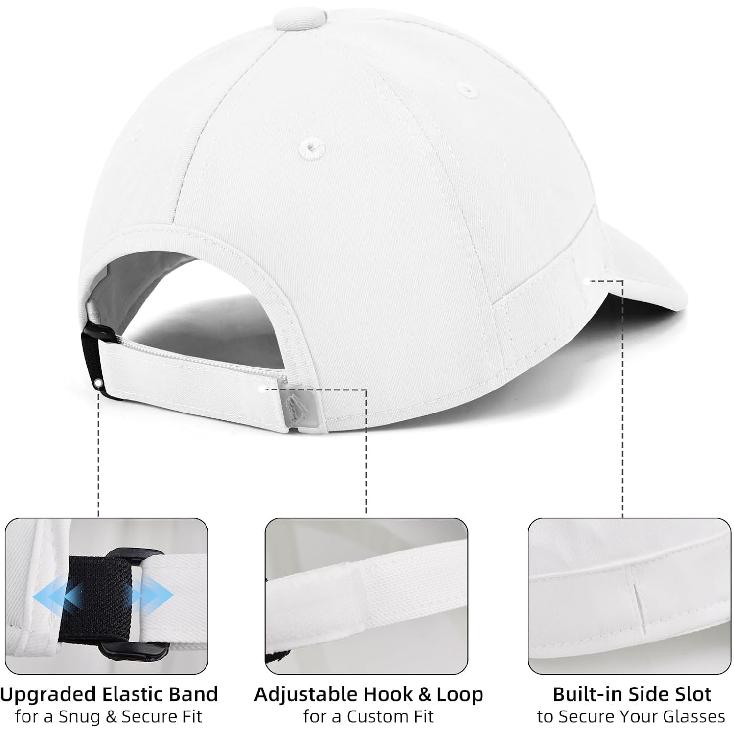 Baseball Cap for Men Women, Dad Hat Unstructured Low Profile, Soft Brim Adjustable Plain Baseball Hat for Outdoor Golf 1 Pack-white