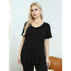 Women Plus Size V-Neck Tunic Tops Loose T Shirt with Pocket