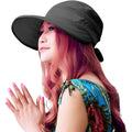Sun Hats for Women with UV Protection Wide Brim Sun Hat Visor Summer Beach Outdoor Foldable Womens Cap Black