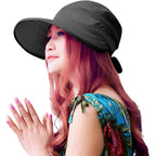 Sun Hats for Women with UV Protection Wide Brim Sun Hat Visor Summer Beach Outdoor Foldable Womens Cap Black