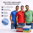 6 Packs Of Bulk Men'S T-Shirts Eversoft Cotton Regular Fit Short Sleeve Crew Neck Lightweight T-Shirt Tees