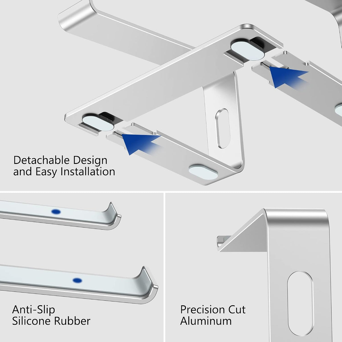 BESIGN LS03 Aluminum Laptop Stand, Ergonomic Detachable Computer Stand, Notebook Riser, Laptop Mount Compatible with Air, Pro, Dell, HP, Lenovo More 10-15.6" Laptops