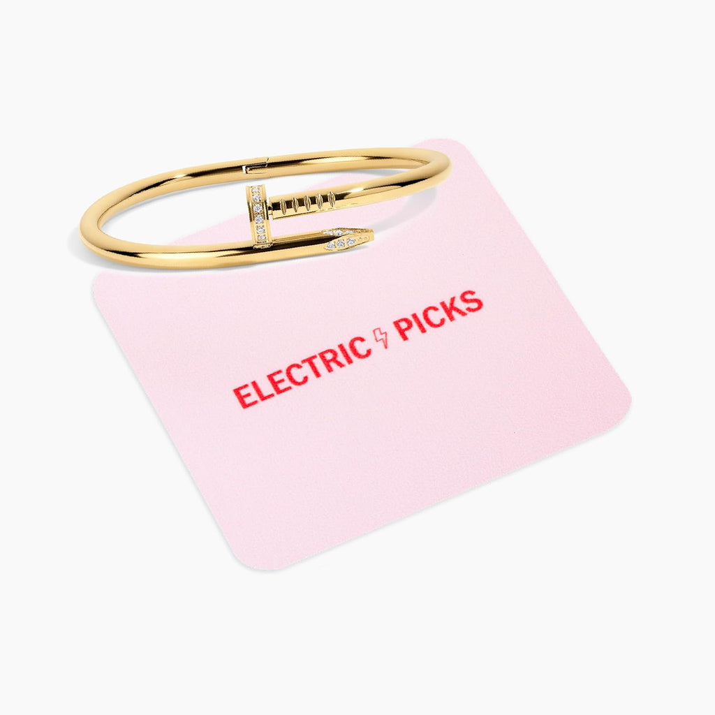 Silver Nailed It Bangle by Electric Picks Jewelry