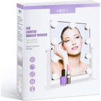 Hieey Hollywood Vanity Mirror With Lights, Makeup 9 Dimmable Bulbs Three Color Lighting Modes, And 5X Magnification Mirror, Smart Touch Control, 360°Rotation (White)