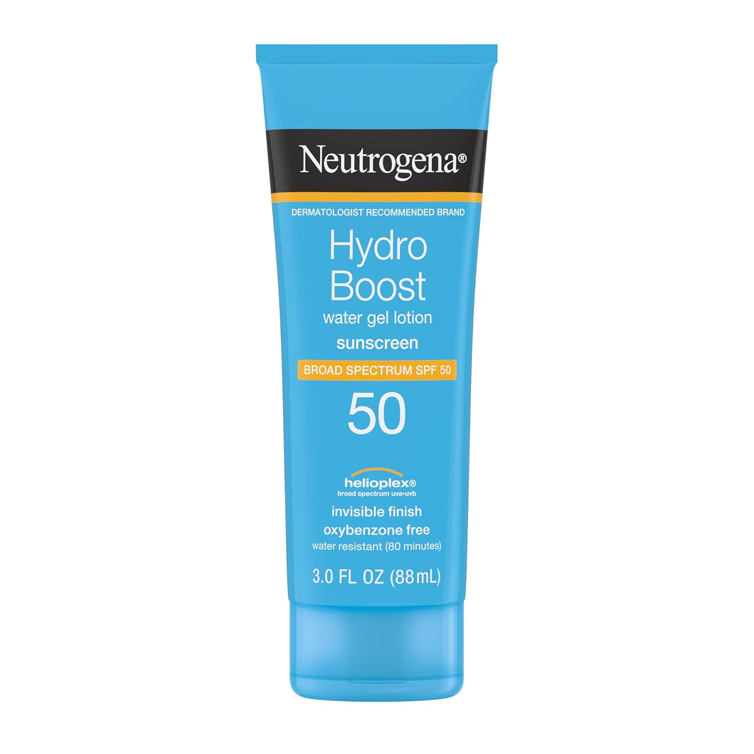 Neutrogena Hydro Boost Water Gel Sunscreen SPF 50, Oil‑Free Hydrating & Water‑Resistant Face & Body Sunscreen Lotion, Non‑Greasy, Broad Spectrum, Lightweight Moisturizer, 3 fl oz