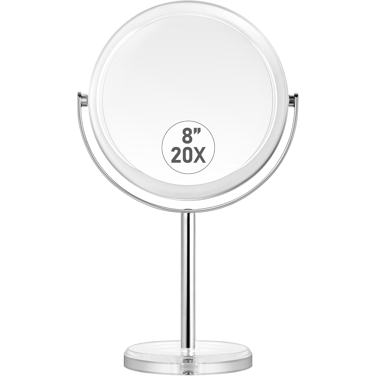 Miyadiva 20X Magnifying Makeup Mirror,Double Sided 1X & 20X Magnifying Mirror With Stand,Tabletop Magnified Vanity Mirror With 360°Rotation For Bathroom Or Bedroom 7.8 Inch