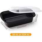 Kitch’nMore 38oz Meal Prep Containers, Extra Large &Thick Food Storage Containers with Lids, Reusable Plastic,Disposable Bento Box,Stackable,Microwave/Freezer/Dishwasher Safe, BPA Free (30Pack)