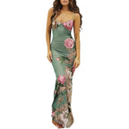 Abingoo Women Vintage Spaghetti Strap Maxi Dress Sexy Low Cut Backless Floral Satin Slip Long Dress Y2K Cami Bodycon Dresses