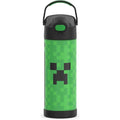Thermos Funtainer 16 Ounce Stainless Steel Vacuum Insulated Bottle With Wide Spout Lid, Minecraft