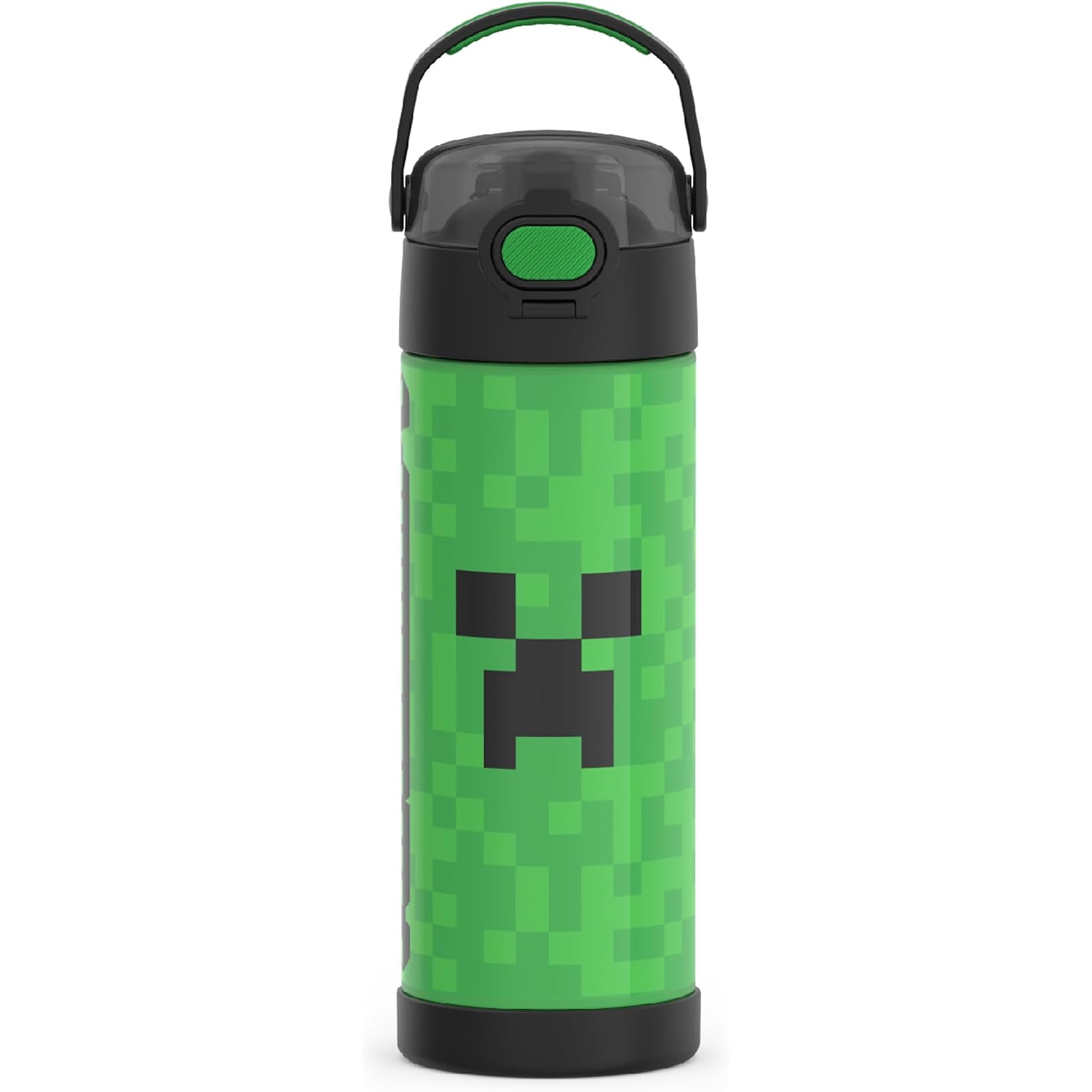 Thermos Funtainer 16 Ounce Stainless Steel Vacuum Insulated Bottle With Wide Spout Lid, Minecraft