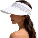 Sun Hat Women Sun Beach Visor Cap UV Protection Summer Wide Brim Hat for Sports Beach Golf Tennis Hiking White