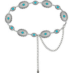 TOPACC Western Metal Concho Belt for Women Cowgirl Chain Belts for Dresses Jeans Country Concert Outfit