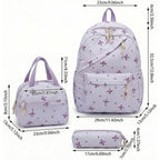 Crossbody Backpack With Bow, Travel And Campus Style Backpack For Women, Elegant Purple