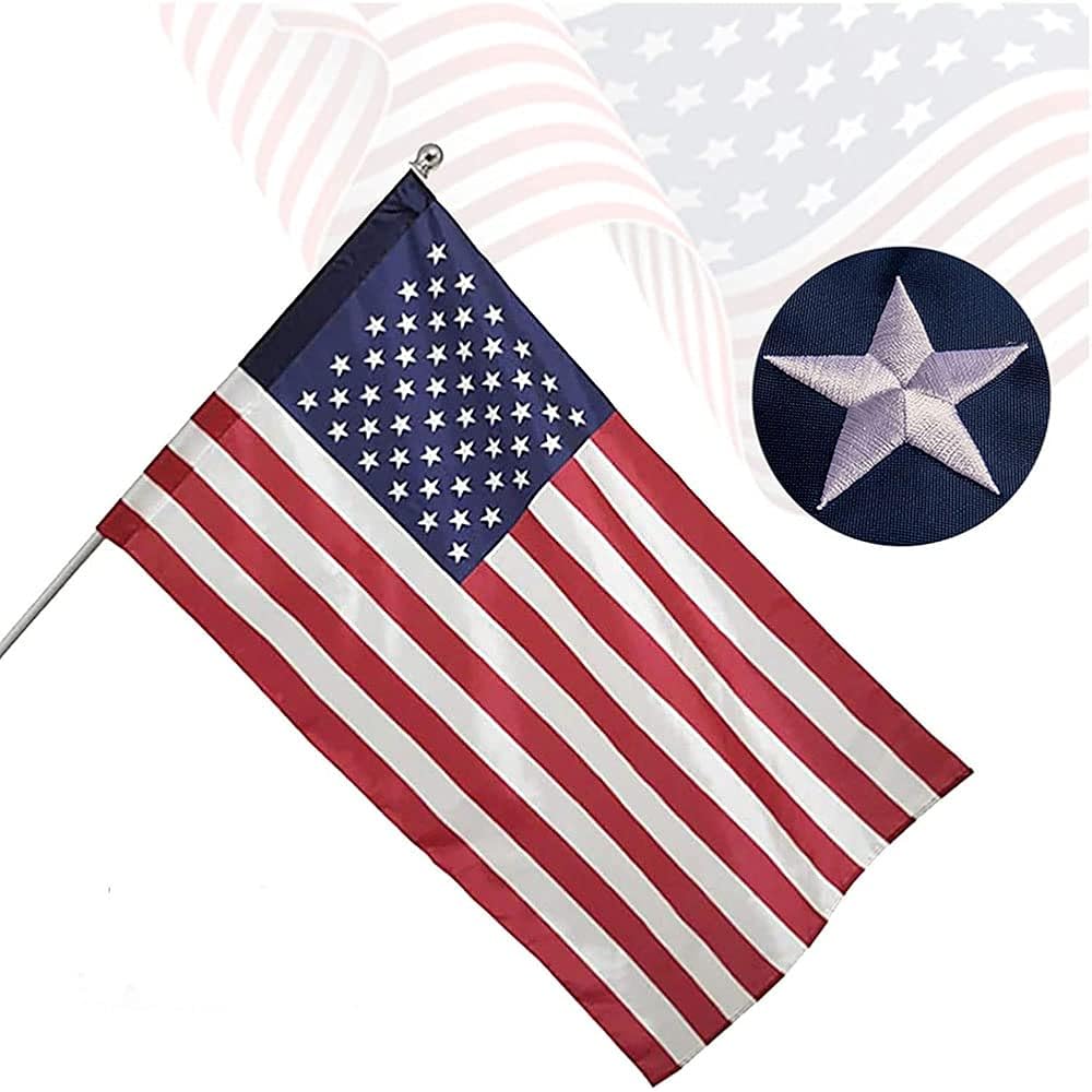 American Flag Pole Sleeve 2.5X4 Ft Banner Style-Embroidered Stars,Sewn Stripes,Uv Protected,Heavy Duty Durable Nylon Usa Us Outdoor Indoor Flags (Pole Not Included)