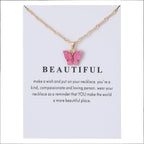 Rrdaily 9 Pcs Dainty Colorful Butterfly Pendant Necklace Set for Women,Bohemian Acrylic Butterfly Chain Necklace Cute Jewelry Gift