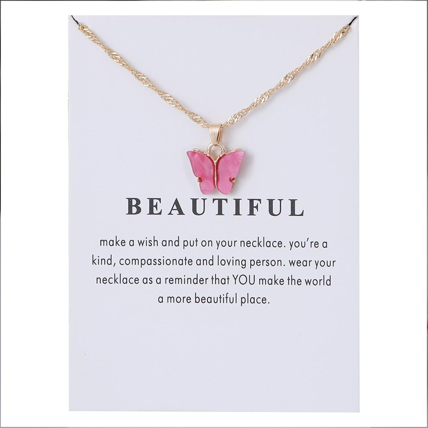 Rrdaily 9 Pcs Dainty Colorful Butterfly Pendant Necklace Set for Women,Bohemian Acrylic Butterfly Chain Necklace Cute Jewelry Gift