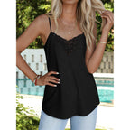 Womens Summer Tank Tops Lace Ribbed Knit Sleeveless Cami Shirts Casual Loose Fit Tunics