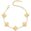 AIPPK 18K Gold Plated Clover Bracelet Dupes Gold Danity Bracelet for Women Flower Four Leaf Bracelets Lucky Jewelry Gifts for Women
