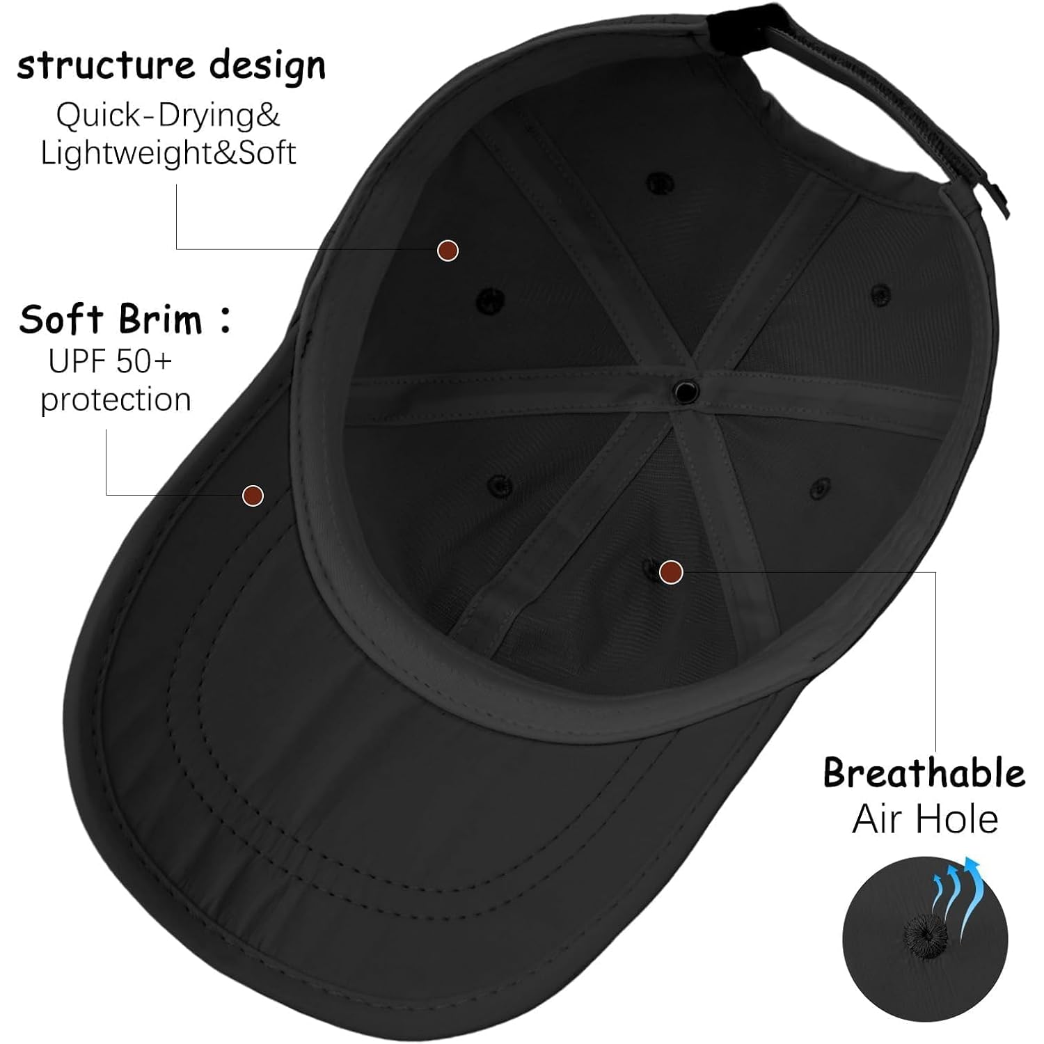 Soft Brim Baseball Cap Low Profile Unstructured Dad Hat, Adjustable Washer Friendly Sport Hats For Golf Running