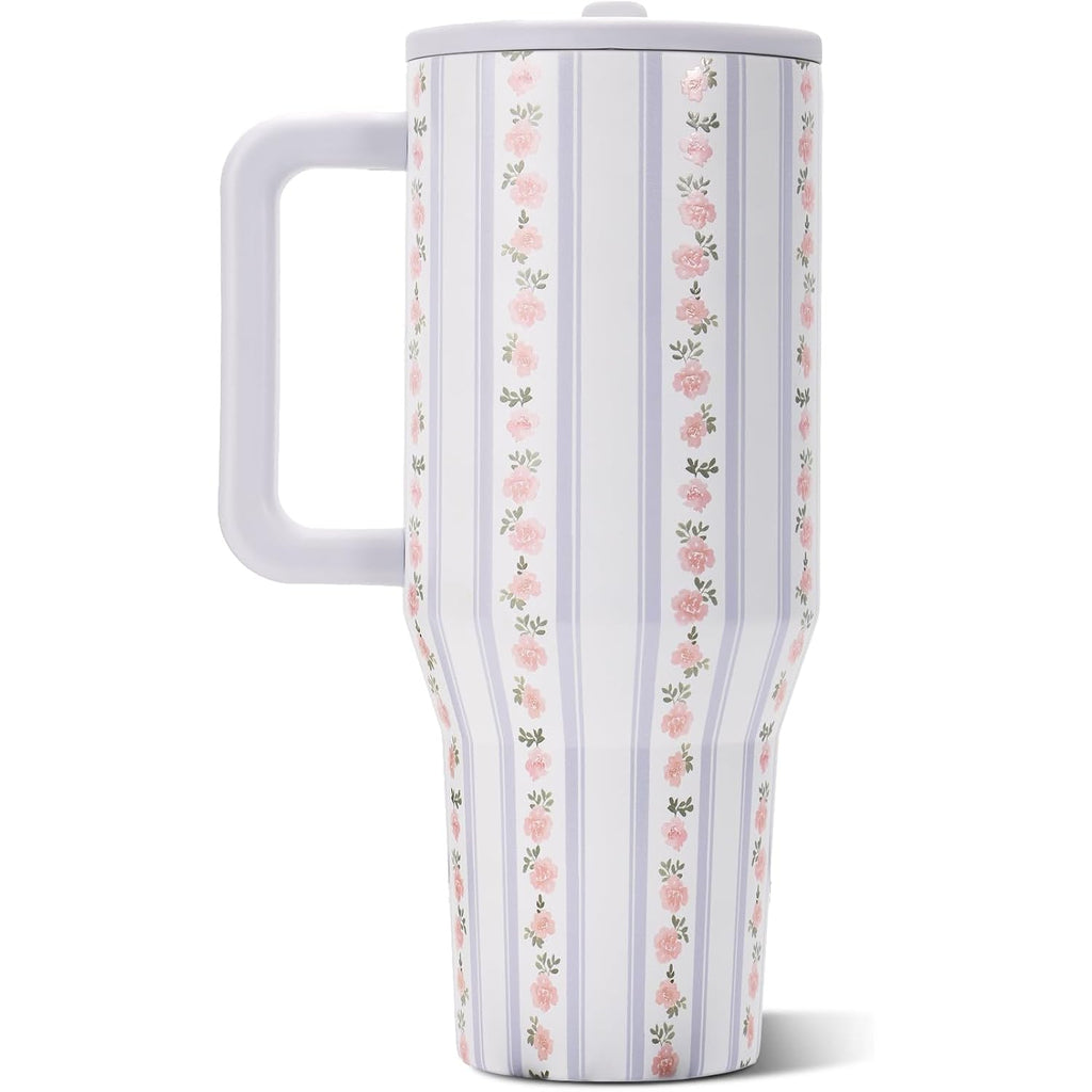 Hydrojug Traveler 40Oz, Insulated Tumbler With Handle & Straw, Primrose