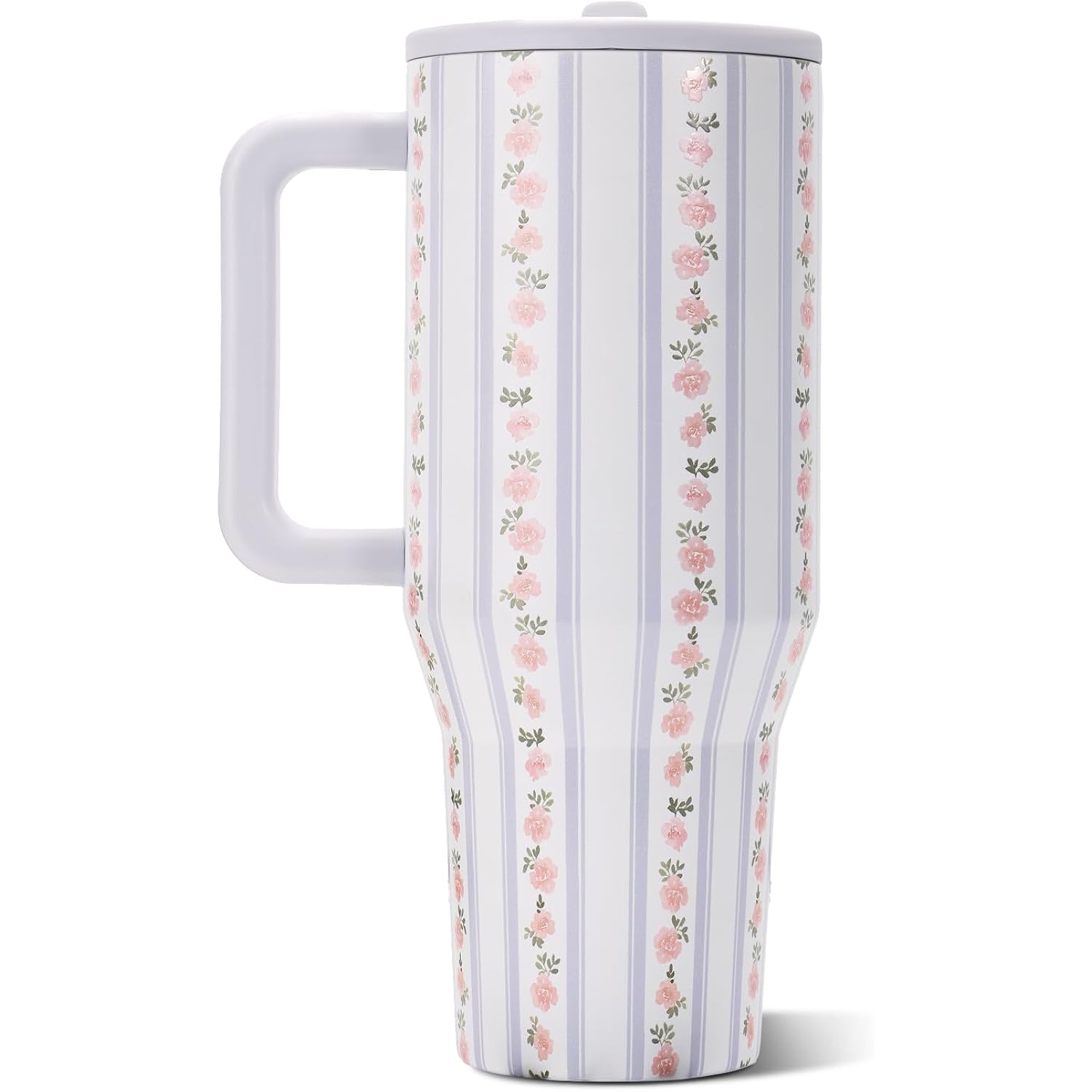 Hydrojug Traveler 40Oz, Insulated Tumbler With Handle & Straw, Primrose