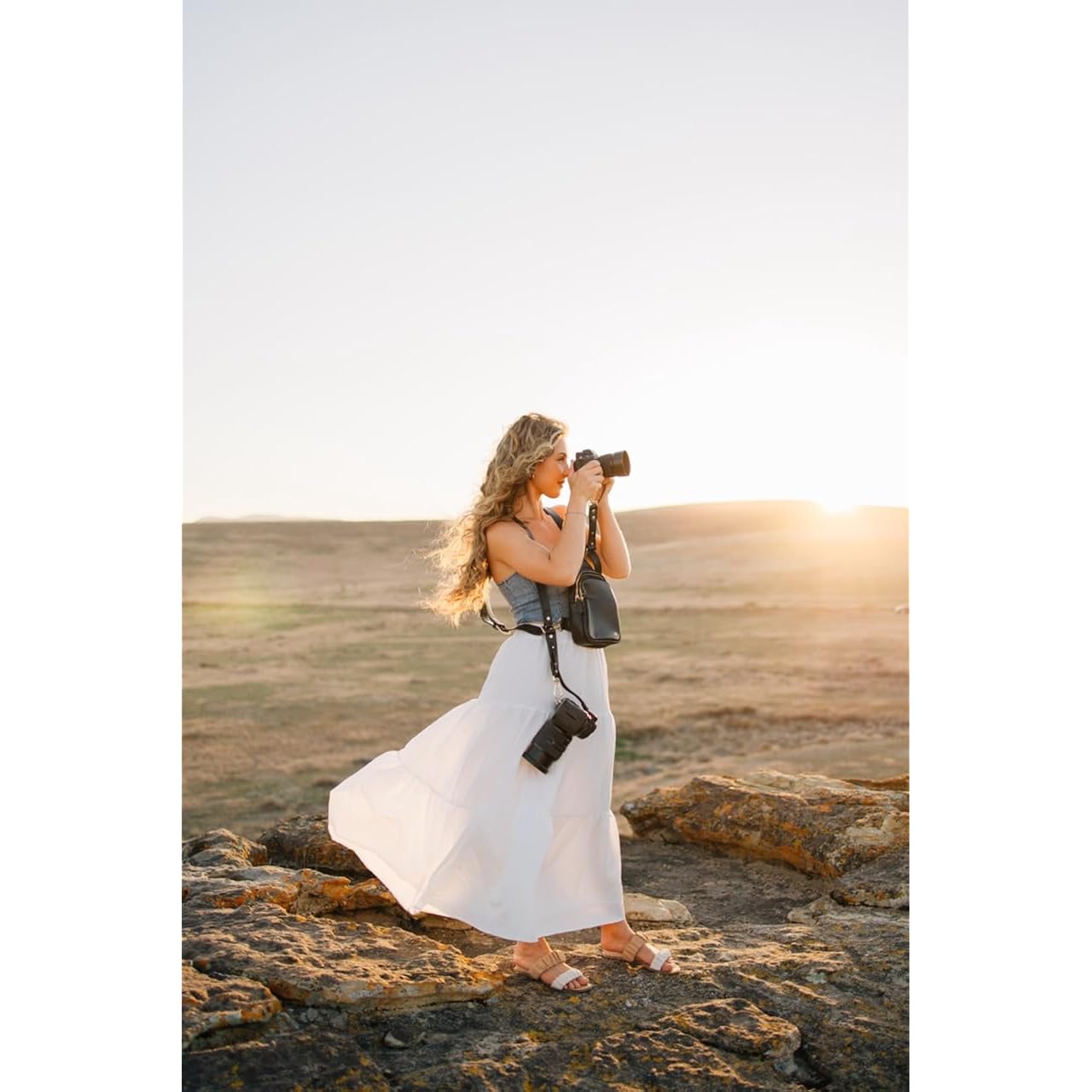 Ruby+Rae The Duo Camera Harness & Crossbody Bag, Camera Harness With Removable Crossbody Bag, Vegan Leather, Suede Interior