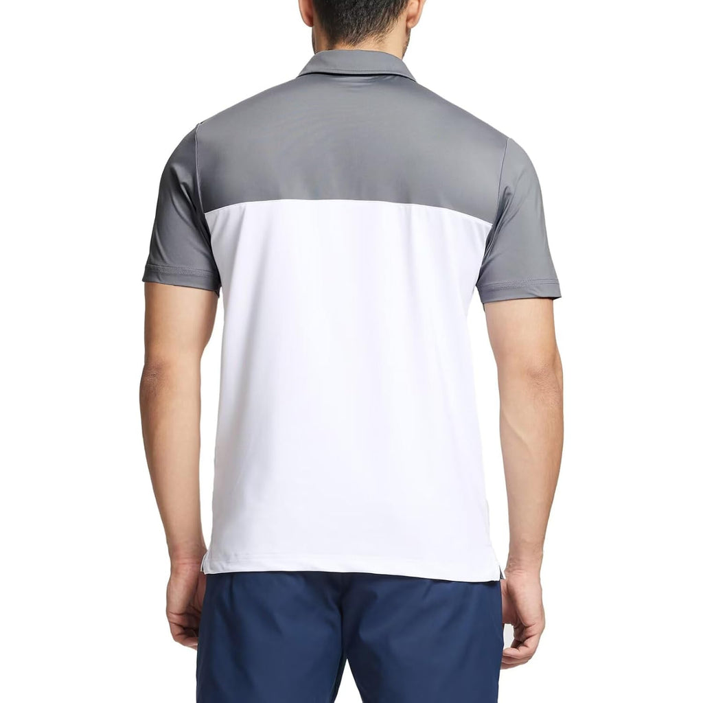 M Maelreg Golf Shirts For Men Dry Fit Performance Chest Print Color Block Moisture Wicking Casual Short Sleeve Polo Shirts