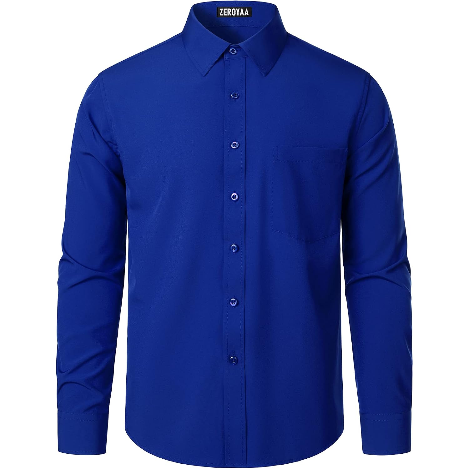 Zeroyaa Men'S Regular Fit Dress Shirt Solid Wrinkle-Free Long Sleeve Casual Business Button Up Shirts With Pocket