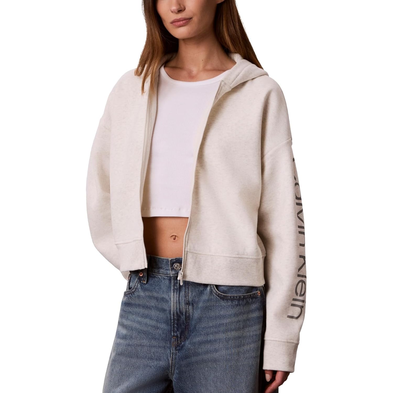 Calvin Klein French Terry Full Zip Cropped Hoodie