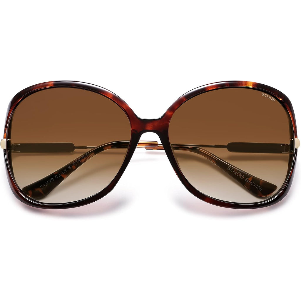 SOJOS 2026 Oversized Butterfly Sunglasses for Women with Gold Arms,Beach Sun UV Protection Shades Orange Tortoise/Brown