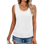 JUSTFASHIONNOW Womens Lace Tank Tops Summer Scoop Neck Casual 2026 Sleeveless Tops Trendy Dressy Loose Fit Shirts