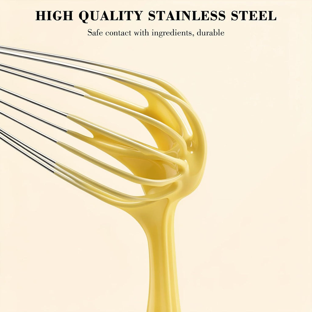 Stainless Steel Whisk Set 8" 10" 12" Kitchen Whisk Balloon Whisk Kitchen Wisk Wire Whisks For Cooking, Whisking, Blending, Beating, Stirring-3 Pack…