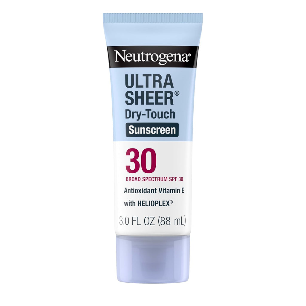 Neutrogena Ultra Sheer Dry-Touch Sunscreen Spf 30 For Face & Body, Lightweight Non Greasy Broad Spectrum Uva/Uvb Protection, No White Cast, Water Resistant (80 Min) Travel Sunscreen Lotion, 3 Fl Oz