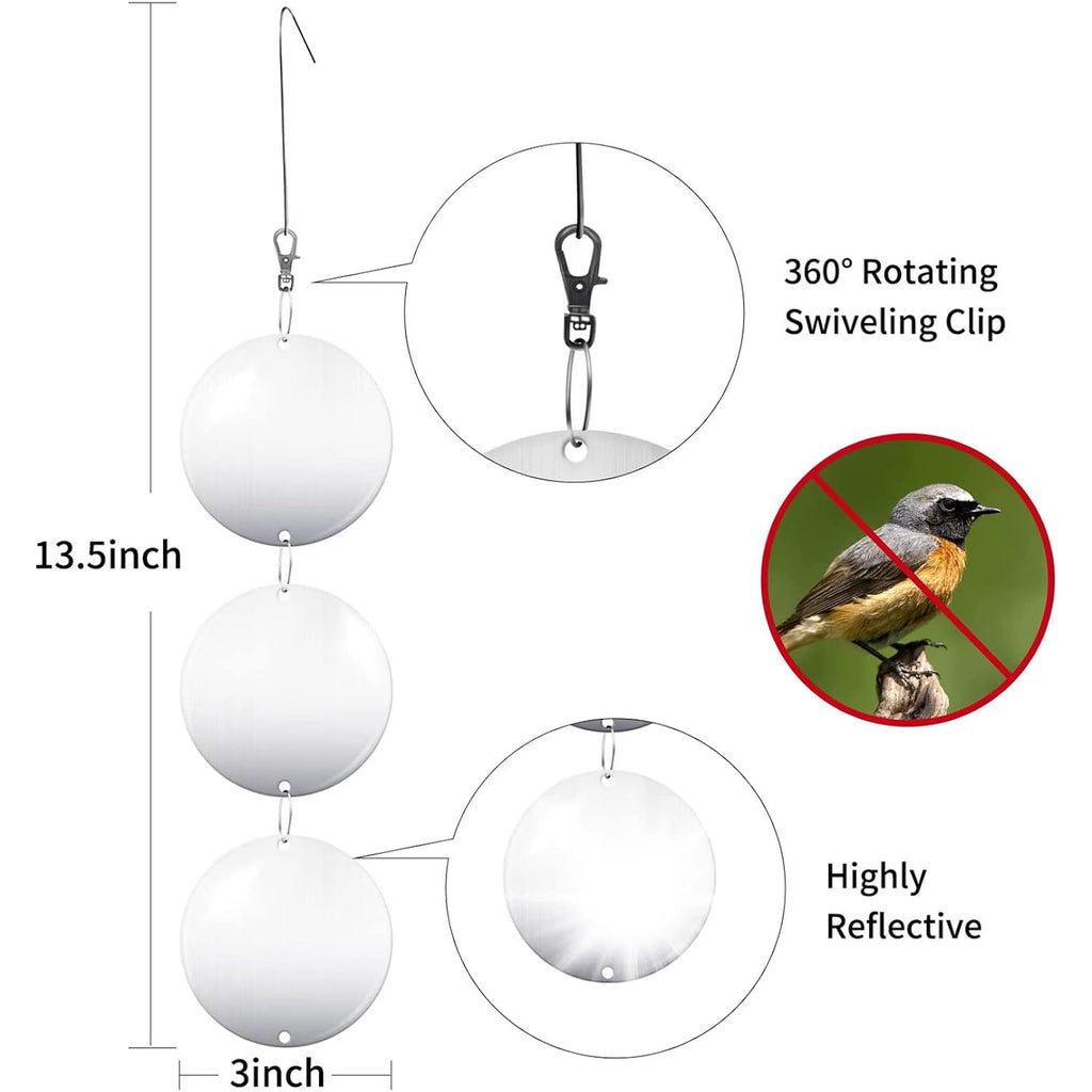 Hedoc Reflective Bird Scare Discs Set, 24Pcs Large Double-Sided Bird Deterrents For Outside, Bird Reflectors To Keep Birds, Woodpeckers, Pigeons Away From House, Outdoor Garden, Patio And Yard