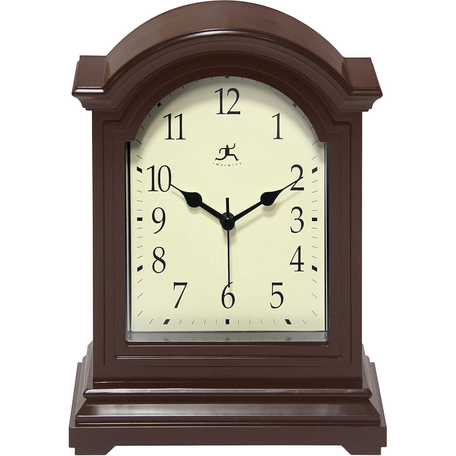 Infinity Instruments Brown Antique Grandfather Tabletop Clock 9 X 6 Mantle Tabletop Clock Mini Desktop Table Mantel Decor Vintage Living Room Decor