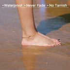 Gold Anklets for Women Waterproof,18K Gold Plated Anklet for Women Snake Chain Link Dainty Ankle Bracelets Summer Beach Jewelry