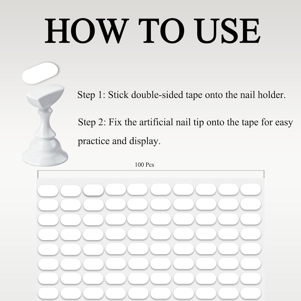Nail Stand for Press On Display Practice for Acrylic Nails, Magnetic Fake Nail Tips Holder for Nails Painting Tools and Designs with Reusable Double-Sided Tape for Home DIY Art Salon Supplies (White)
