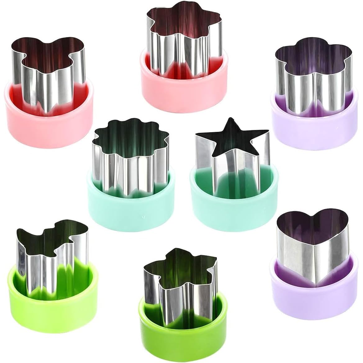 Vegetable Cutter Shapes Set (8 Pack) – 1.5" Stainless Steel Mini Cookie & Fruit Cutters For Kids, Bento Lunch, Sandwich, Fondant, Cheese, Baking & Food Prep